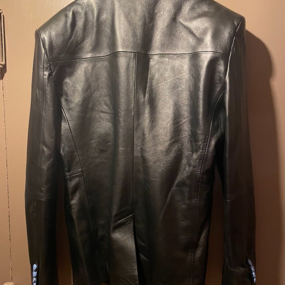 Mugler H&M Collab - Men's Defined-waist Leather Blazer  - Size 48R - Picture 6 of 8